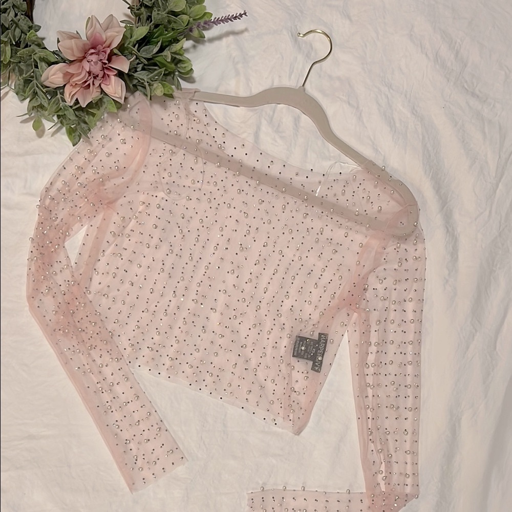 Harper Sheer Pink Embellished Top